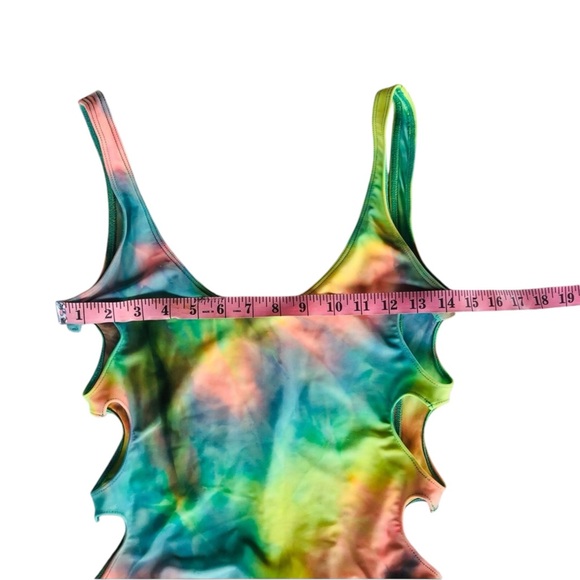 Lolli Rainbow Tie Dye Side Heart Cut Out One Piece Swim Suit - Picture 12 of 14